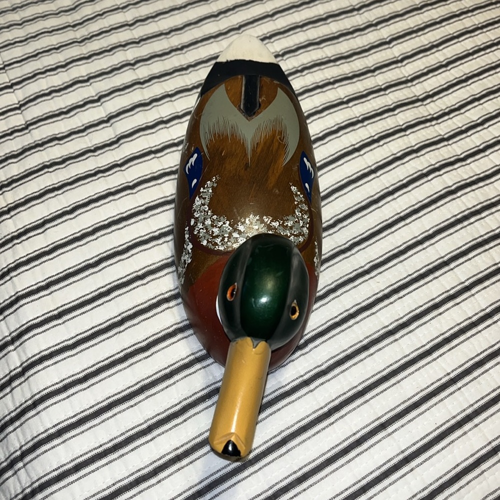 Vintage Wooden Mallard Duck Decoy, Vintage Wood Hand Painted Mallard Duck - Picture 4 of 8